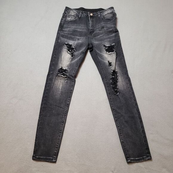 Shein black skinny high waist jeans Distressed - Picture 1 of 9